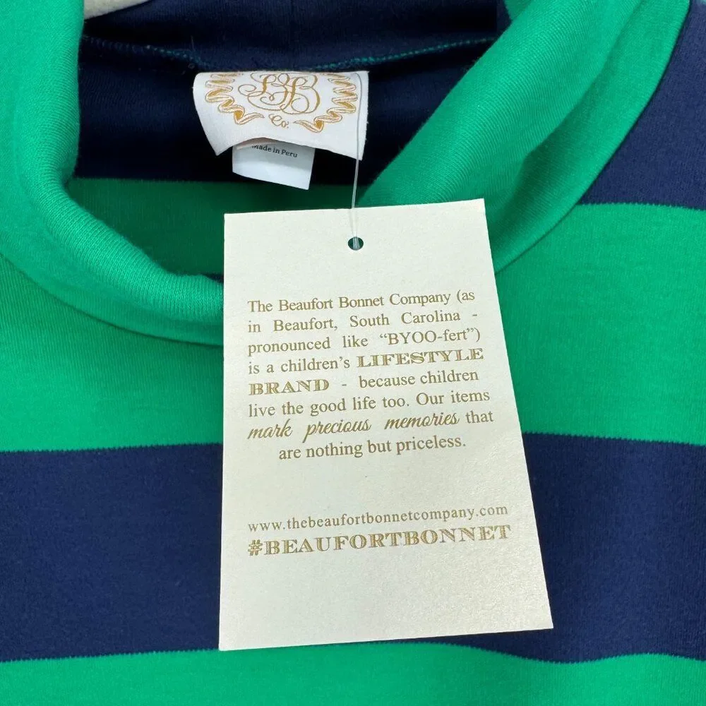 The Beaufort Bonnet Co NWT Tenley Tunic Green Blue Stripes Turtleneck Size 12